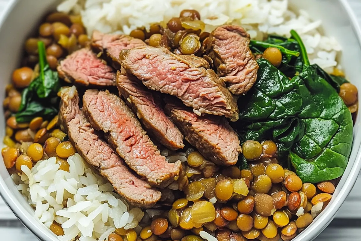 Lamb Lentils Rice Spinach Recipe