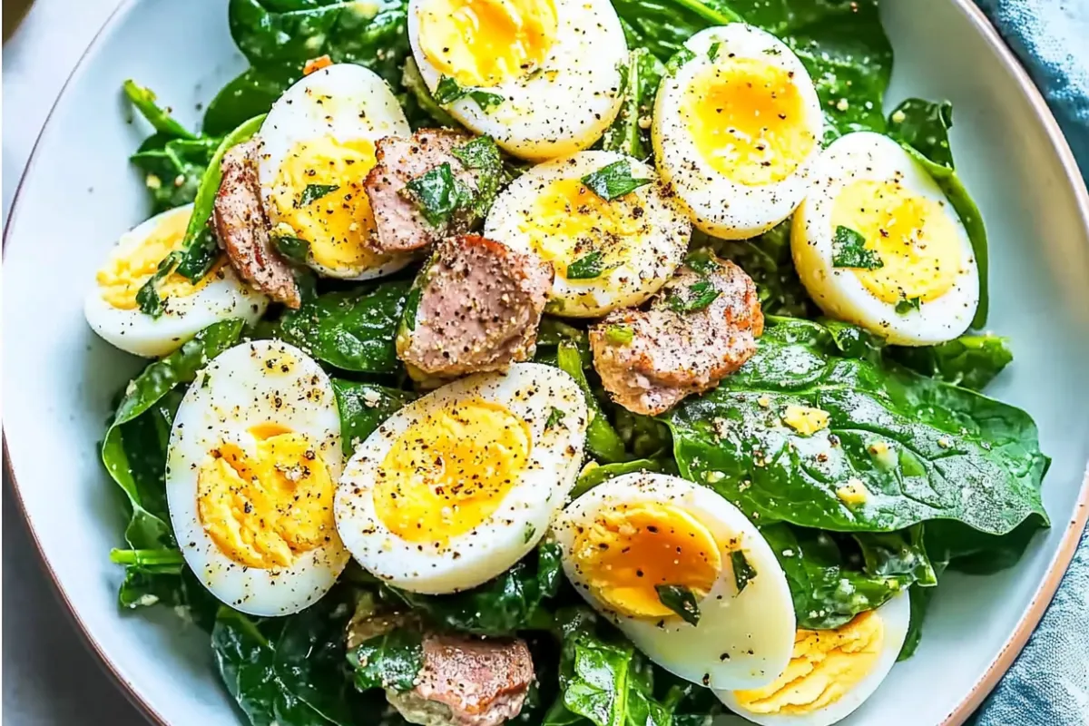 Spinach Salad with Boiled Eggs Recipe