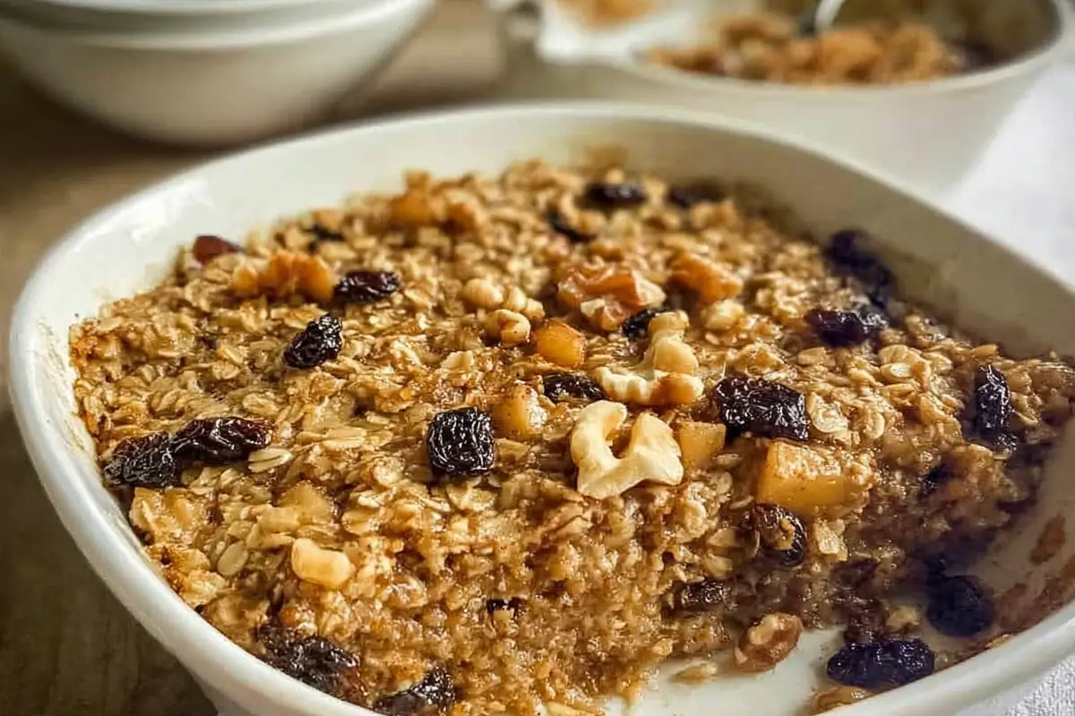 Amish-Style Baked Oatmeal with Apples, Raisins & Walnuts