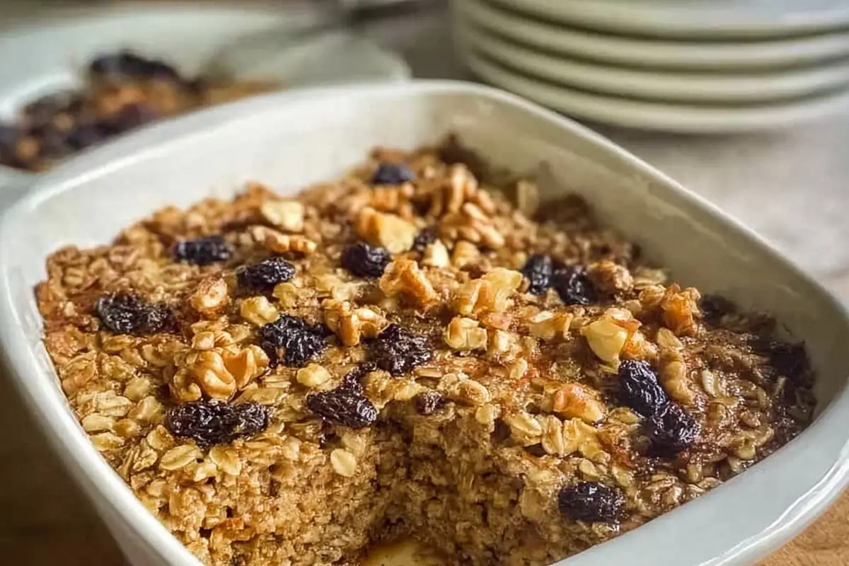 Amish-Style Baked Oatmeal with Apples, Raisins & Walnuts