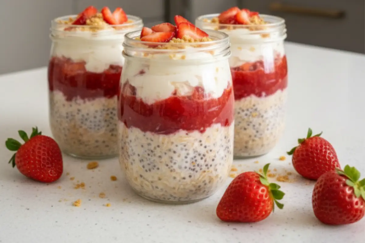strawberry cheesecake overnight oats