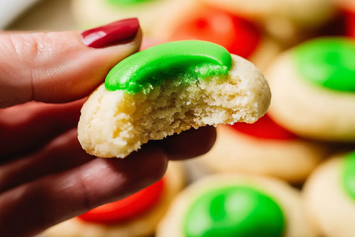 Thumbprint Cookies with Green Icing