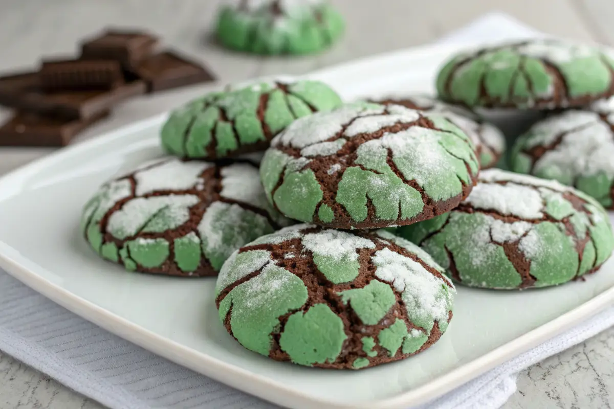 chocolate mint crinkle cookies
