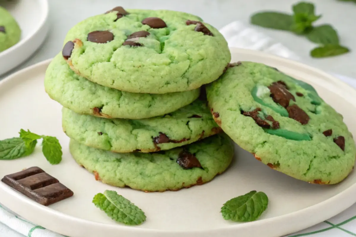 Green Mint Chocolate Chip Cookies