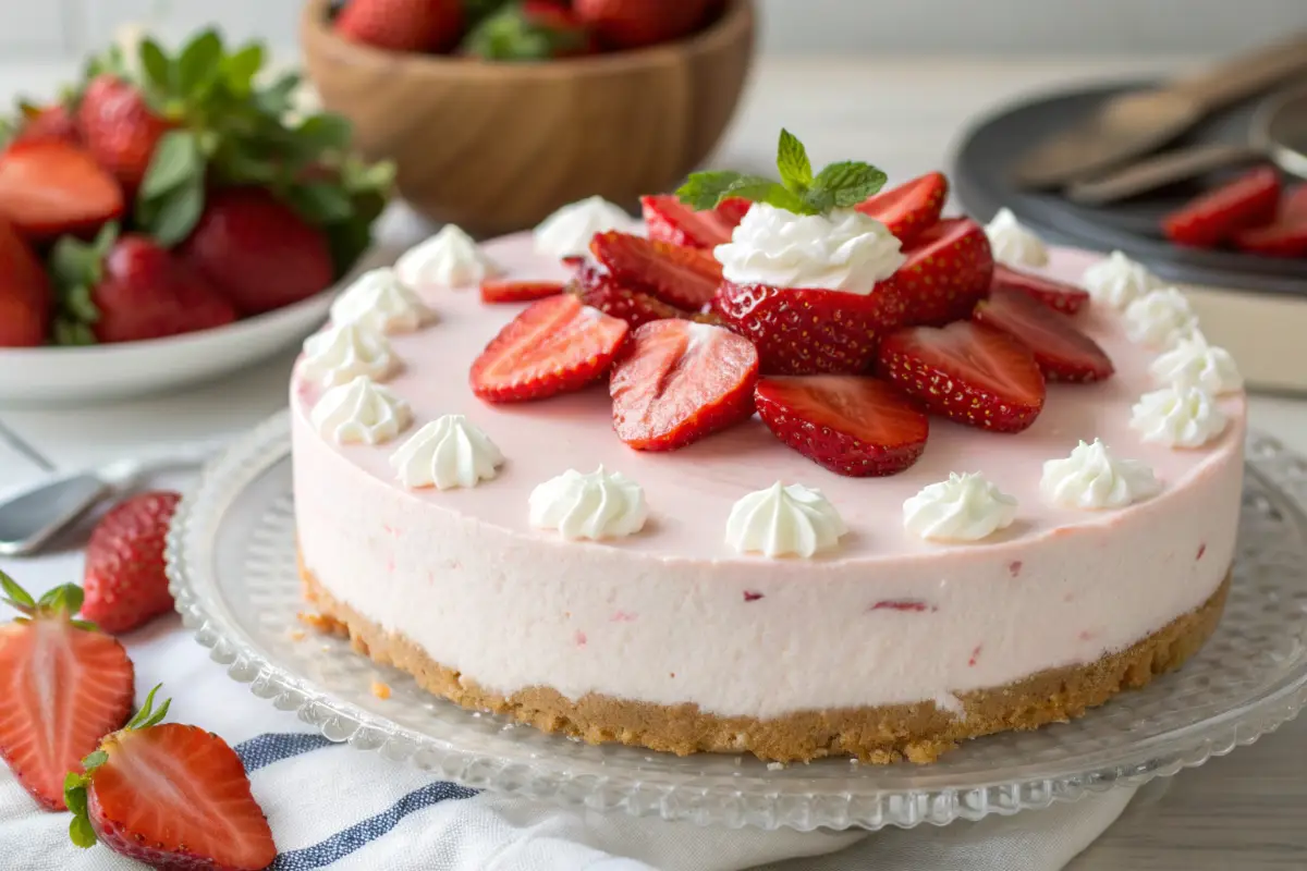 No Bake Strawberry Cheesecake