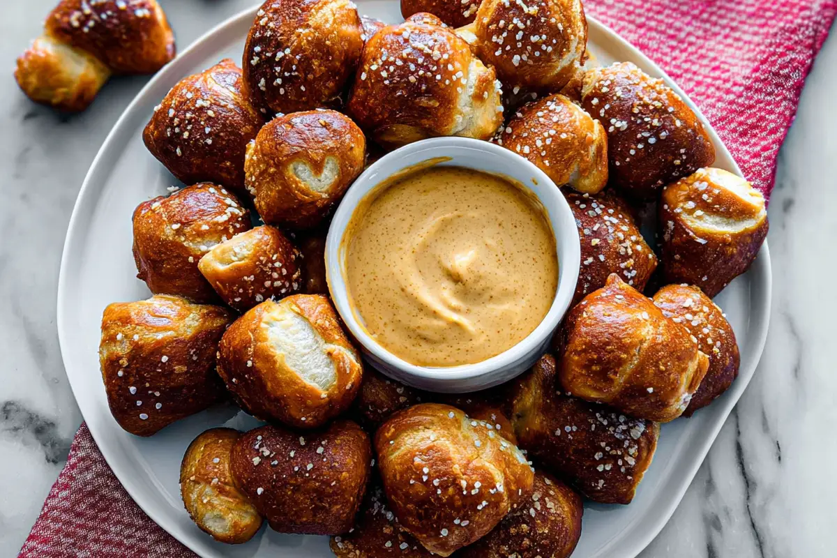 Soft Pretzel Bites with Cheese Sauce
