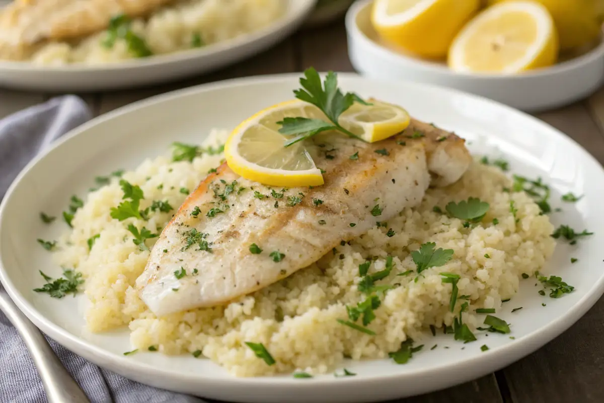Baked Tilapia over Cauliflower Rice