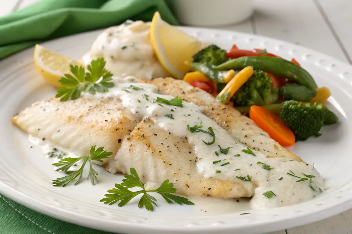 Baked Tilapia With Garlic Cream Sauce