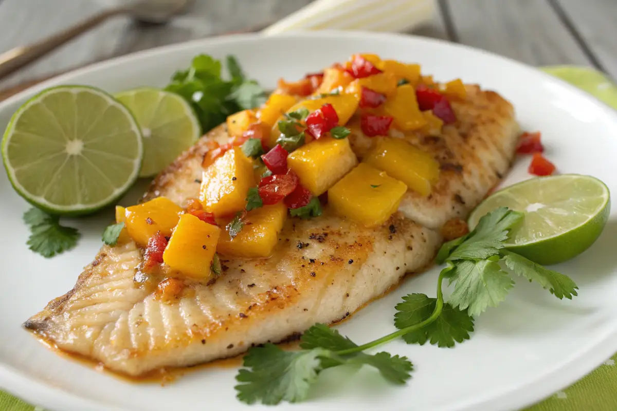Baked Tilapia with Mango Habanero Glaze