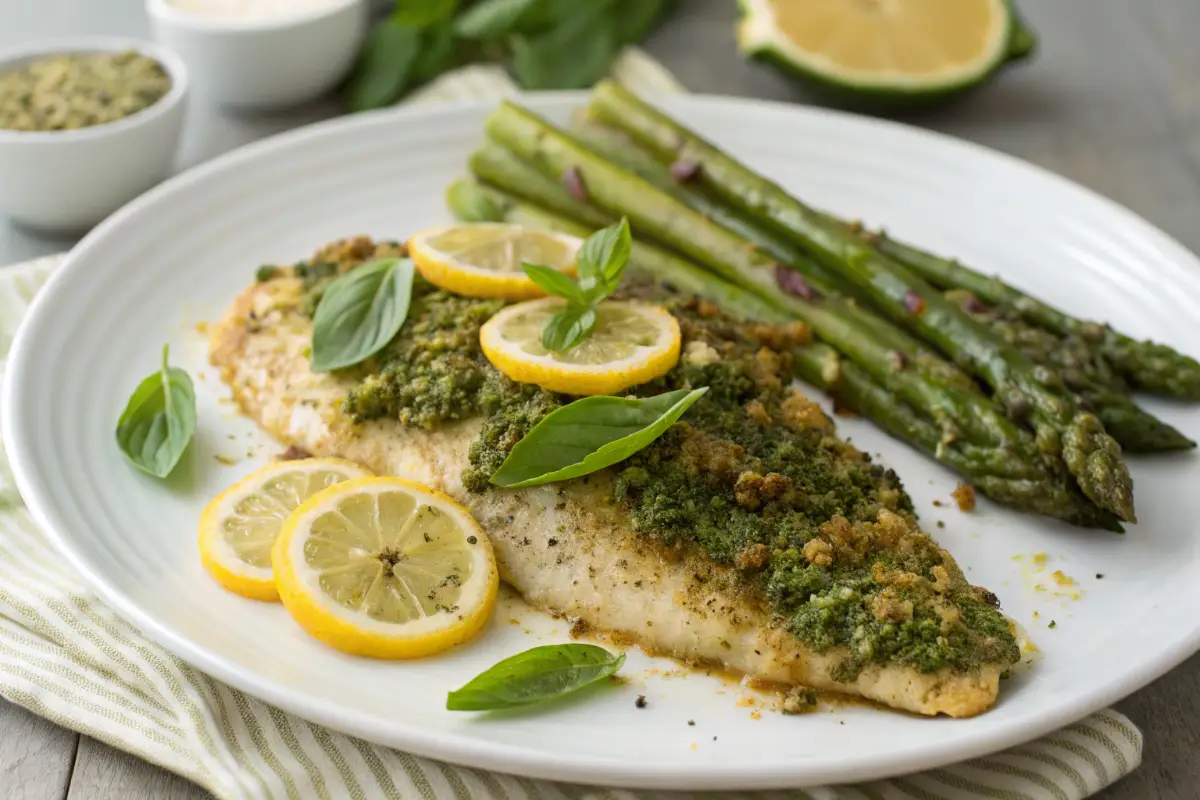 Baked Tilapia with Pesto Crust
