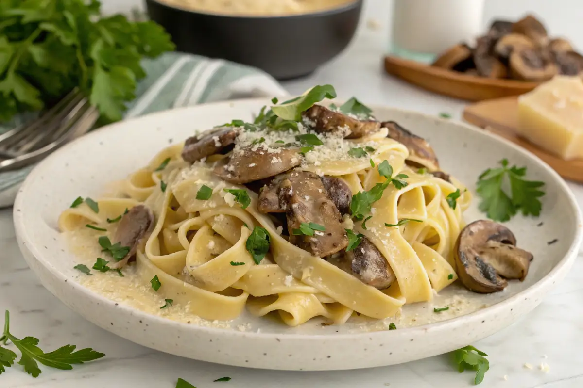 Creamy Mushroom Spring Pasta