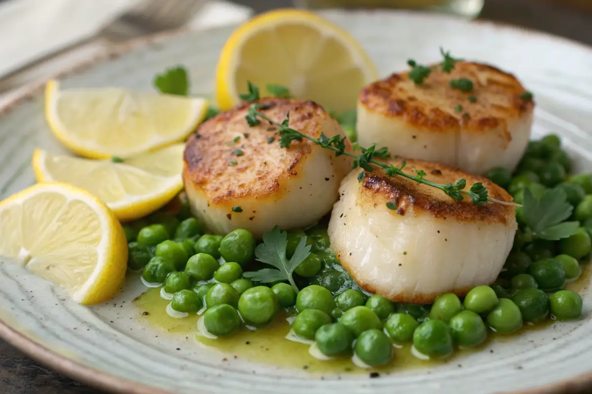 Lemon Butter Scallops With Spring Peas