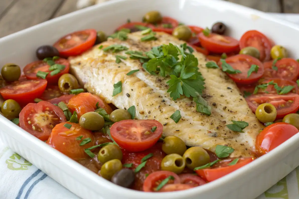  Mediterranean Baked Tilapia with Tomatoes and Olives