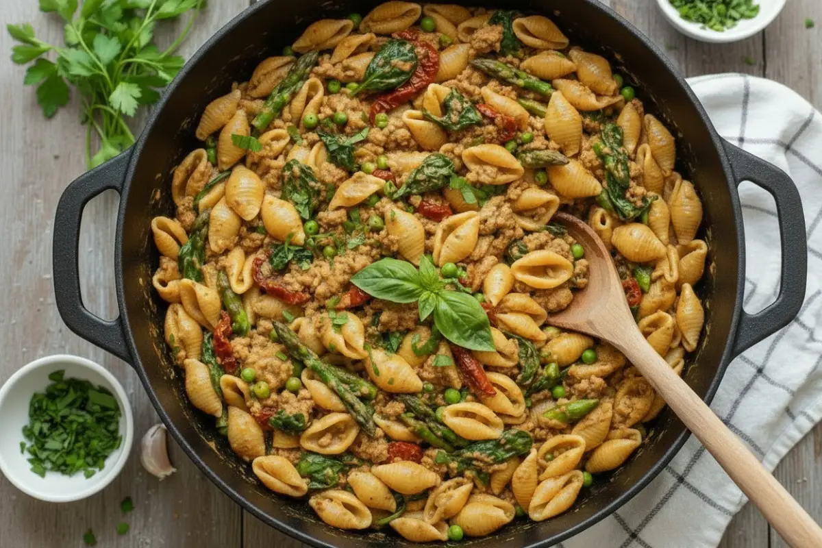One-Pot Creamy Tuscan Spring Pasta
