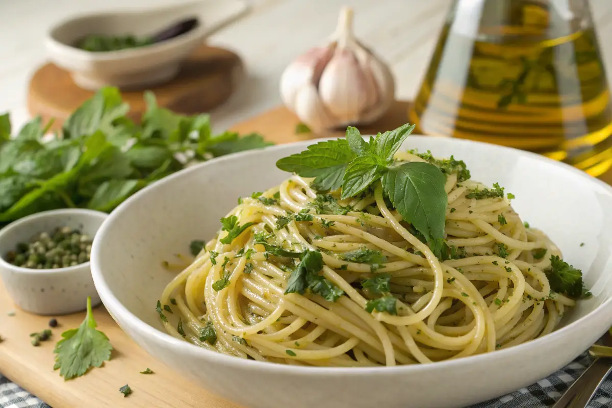 Pasta Aglio e Olio with Spring Herbs