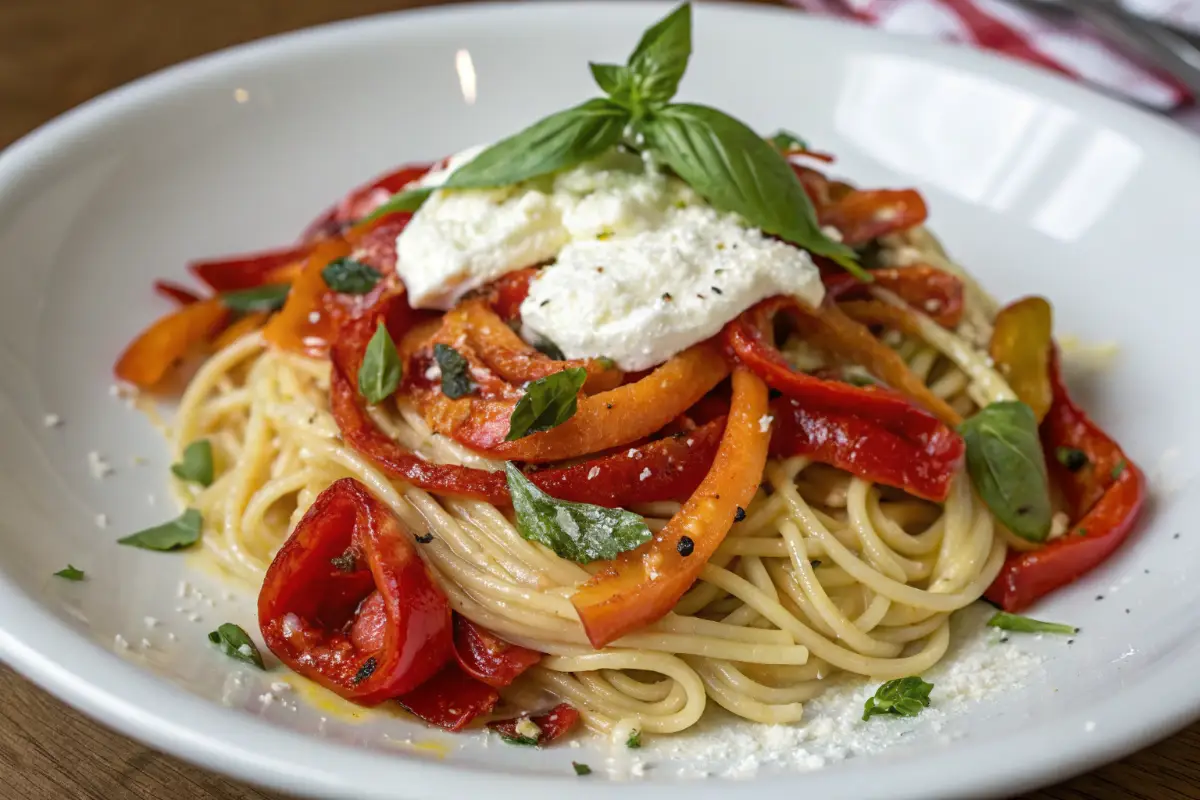 Pasta With Roasted Red Pepper And Ricotta
