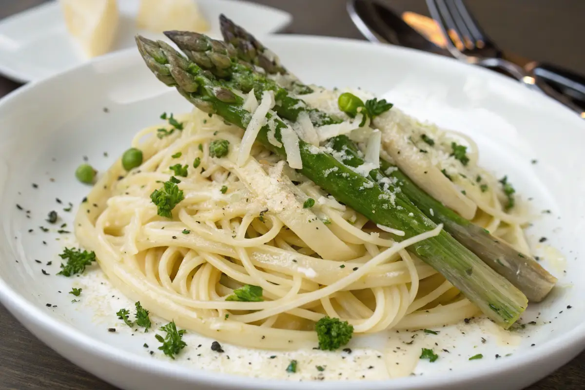 Pasta with White Asparagus and Truffle Oil