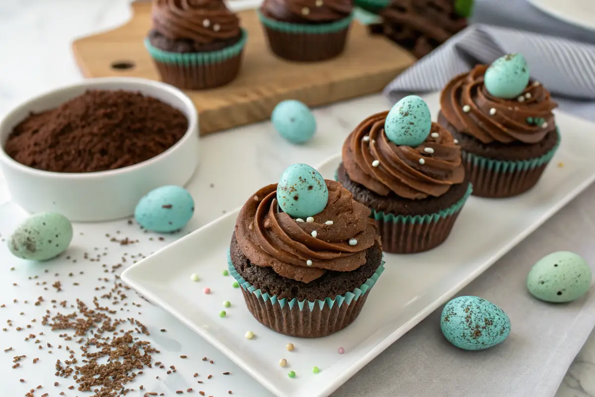 Robin's Egg Speckled Chocolate Cupcakes