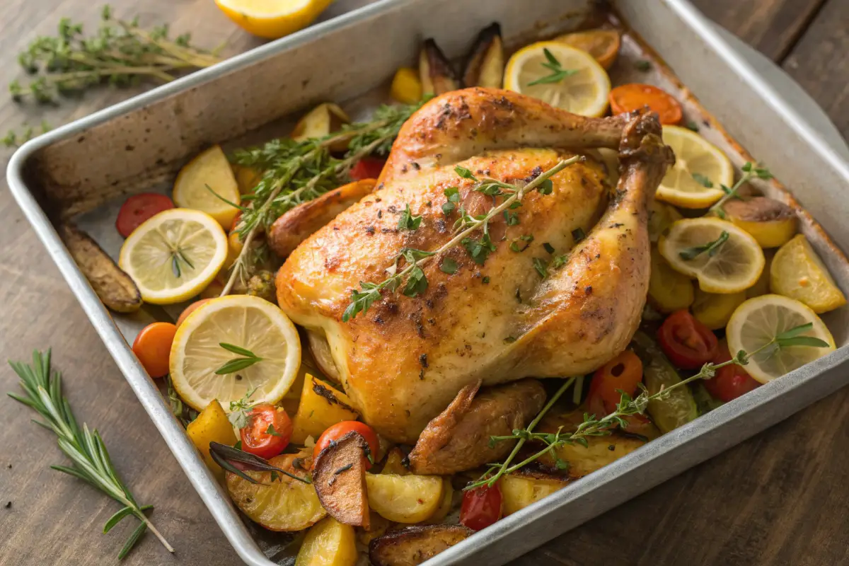 Sheet Pan Spring Chicken with Lemon and Herbs