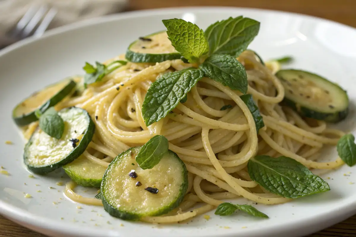 Spaghetti With Zucchini And Mint