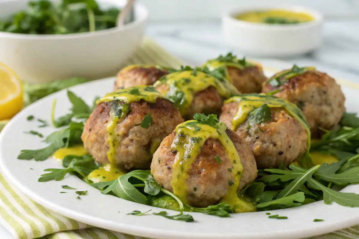 Turkey Meatballs with Lemon Herb Sauce