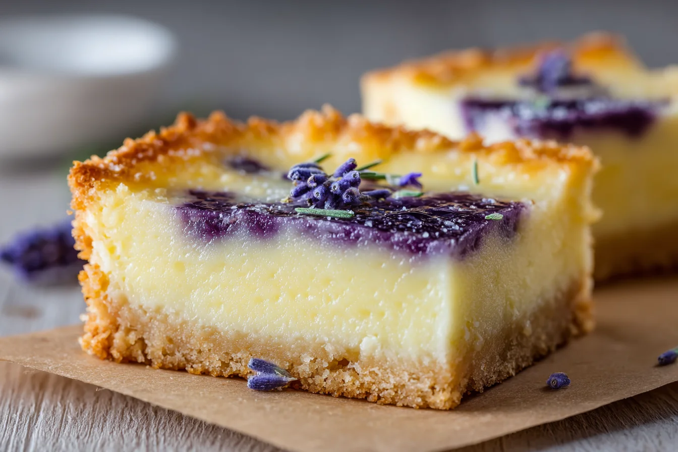 Lavender Lemon Bars with Shortbread Crust