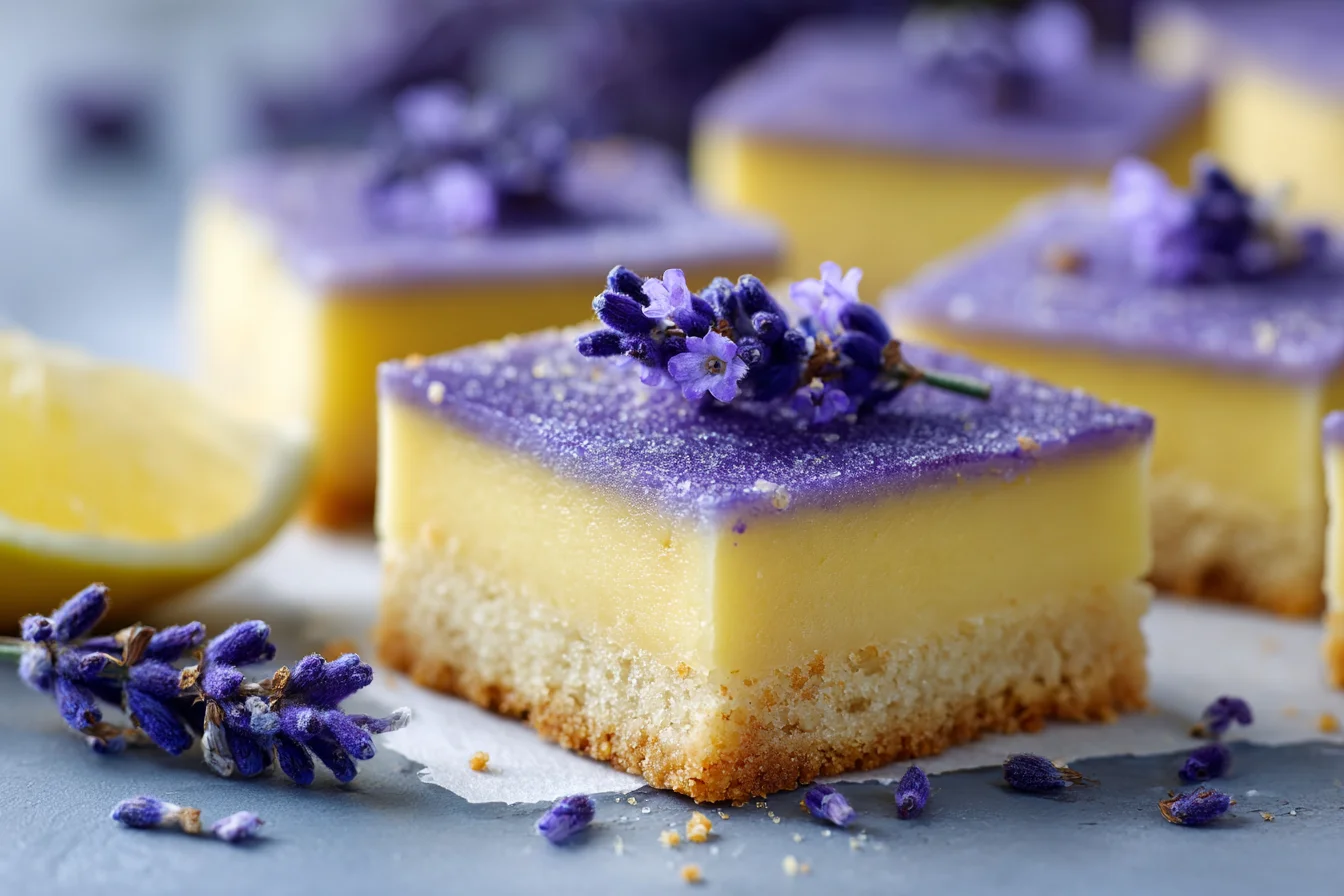 Lavender Lemon Bars with Shortbread Crust