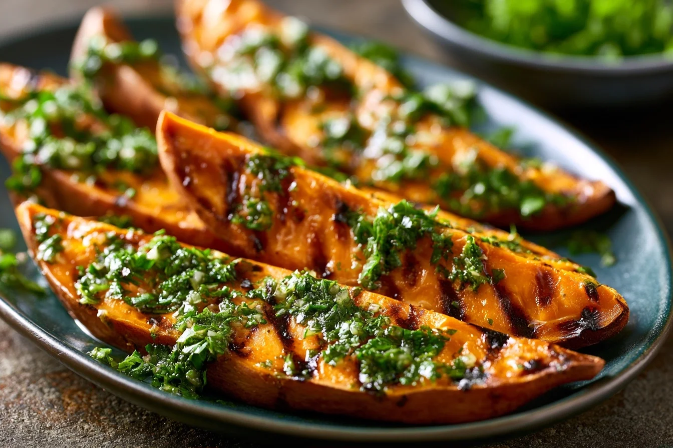 Grilled Sweet Potatoes with Chimichurri