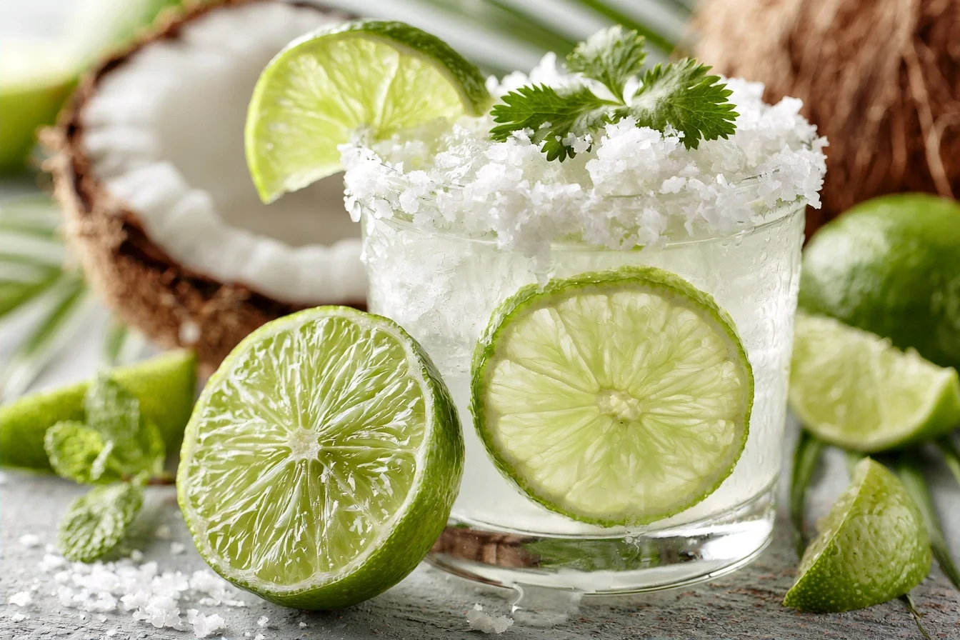 Coconut Water Electrolyte Drink with Lime and Sea Salt