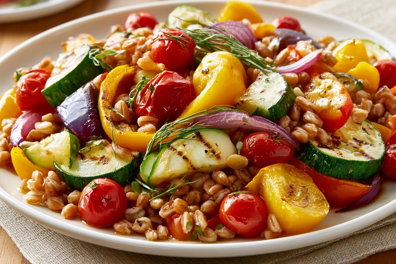 farro salad with roasted vegetables