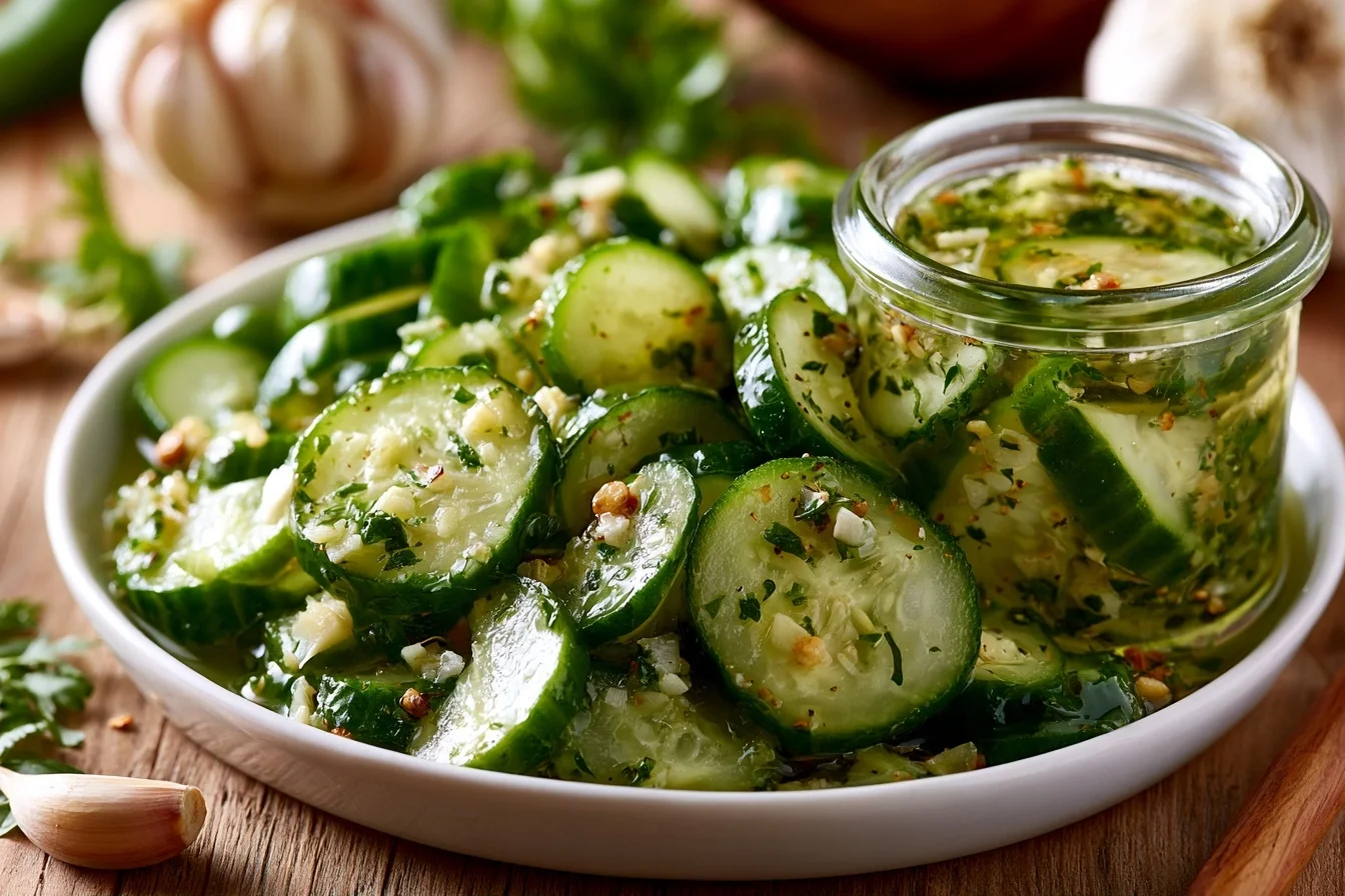 spicy garlic refrigerator pickles