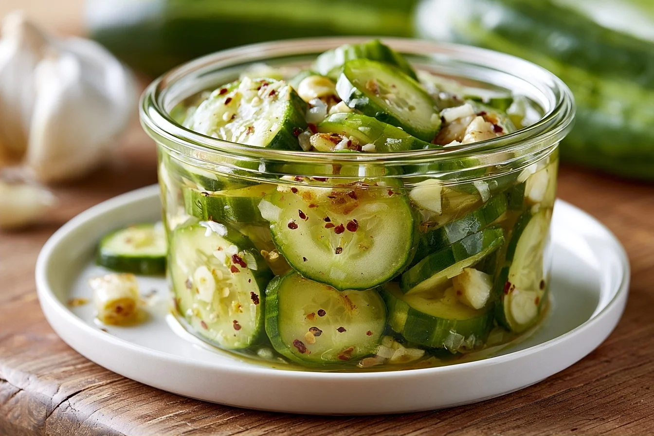 Spicy Garlic Refrigerator Pickles